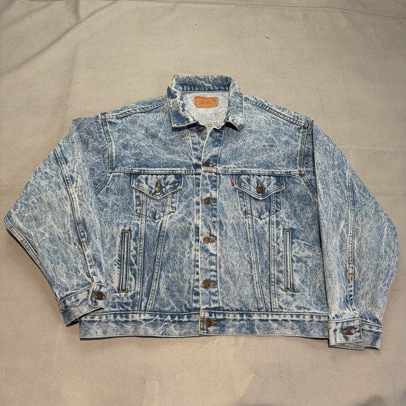 Levi's Other - True VTG 80 Levis 70507 0219 Type 3 Acid Wash Marble Denim Trucker Jacket XL USA